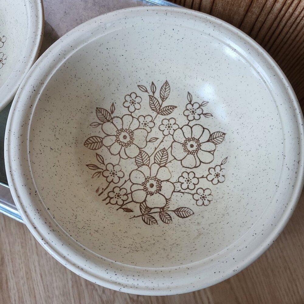 2 Vintage Stoneware 6" Bowls John Tams Limited " Banquet Poppy"